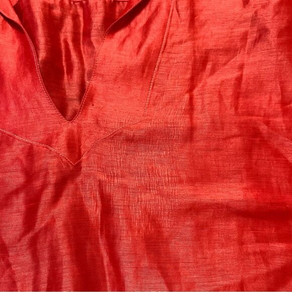 Agnona Burnt Orange Oversized Silk Blouse Size L - Picture 3 of 7